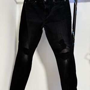 7 for all mankind Black Distressed Jeans